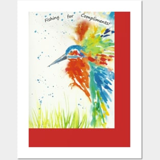 Colourful Kingfisher, "Fishing for Compliments!" Posters and Art